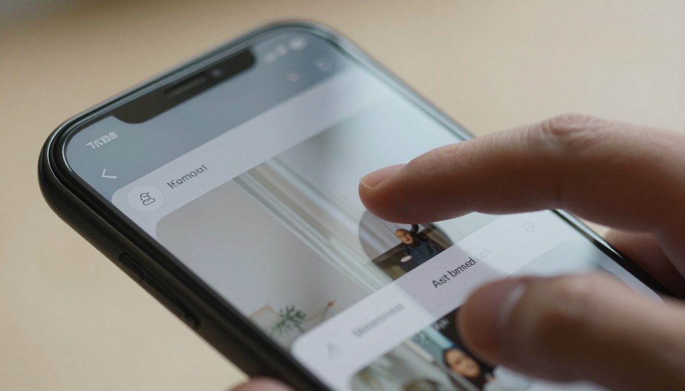 Macro shot of smartphone screen showing AI video app interface