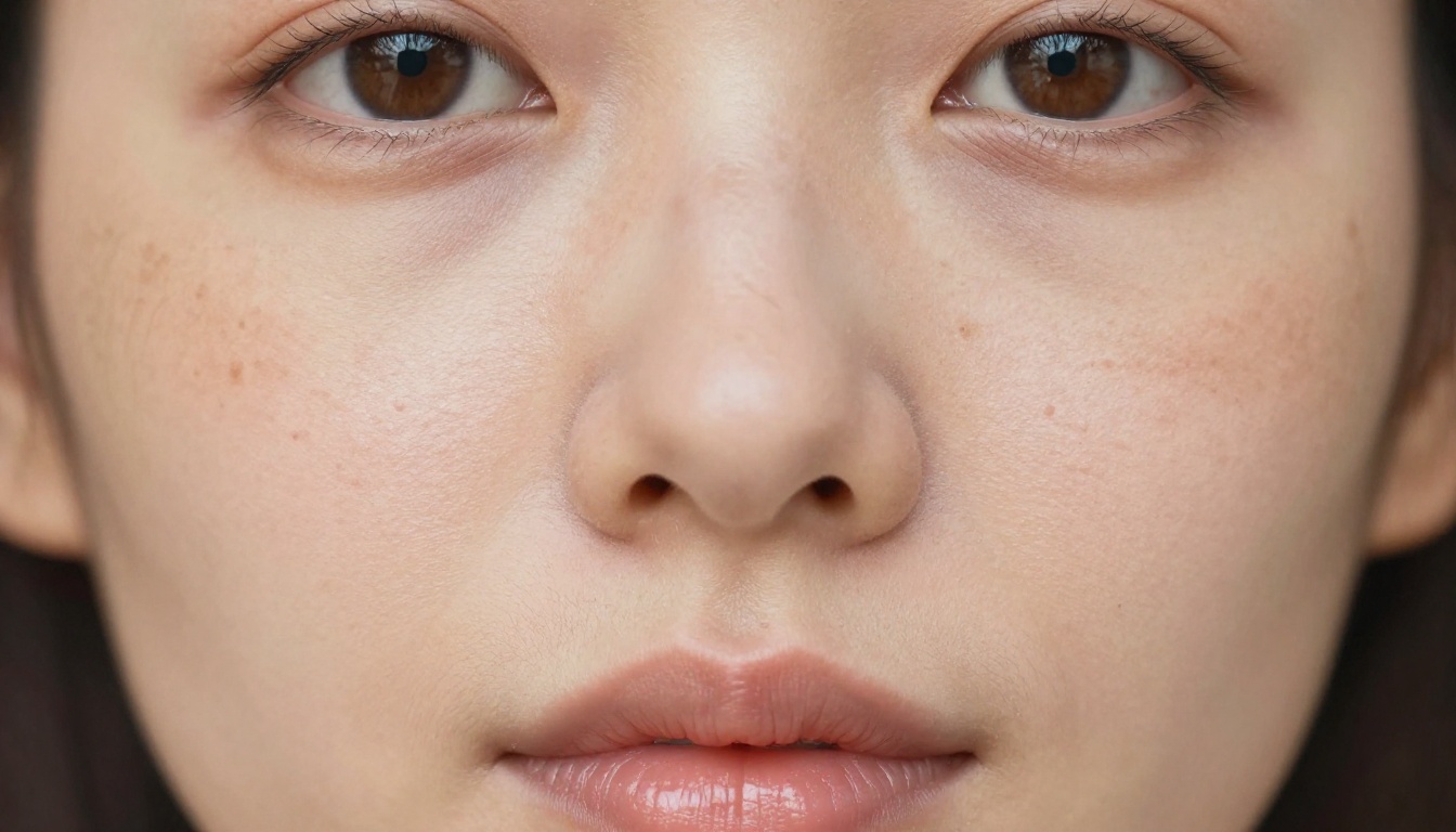 Ultra-close beauty macro portrait with 100mm lens showing natural pore detail, skin texture, and corneal reflection