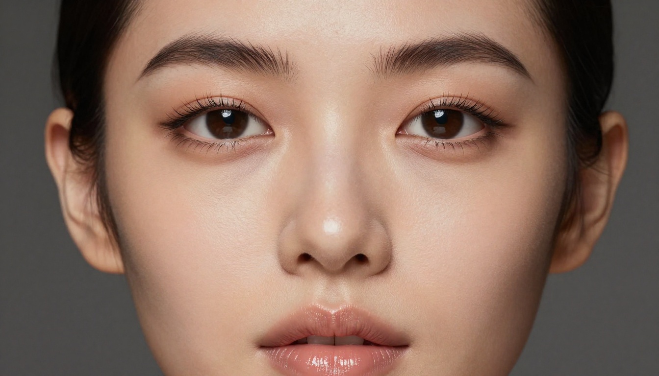 Professional beauty portrait of a woman with natural photorealistic skin texture under soft studio lighting Professional beauty portrait of a woman with natural photorealistic skin texture under soft studio lighting
