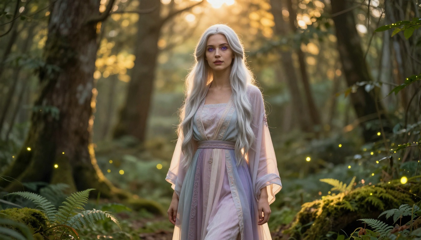 Fantasy companion character in enchanted forest