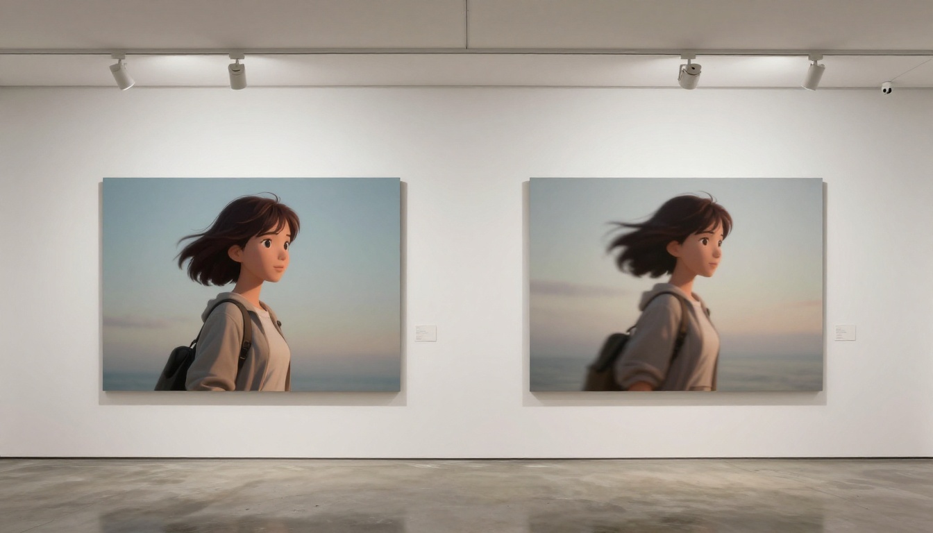Animation frames comparison on gallery wall