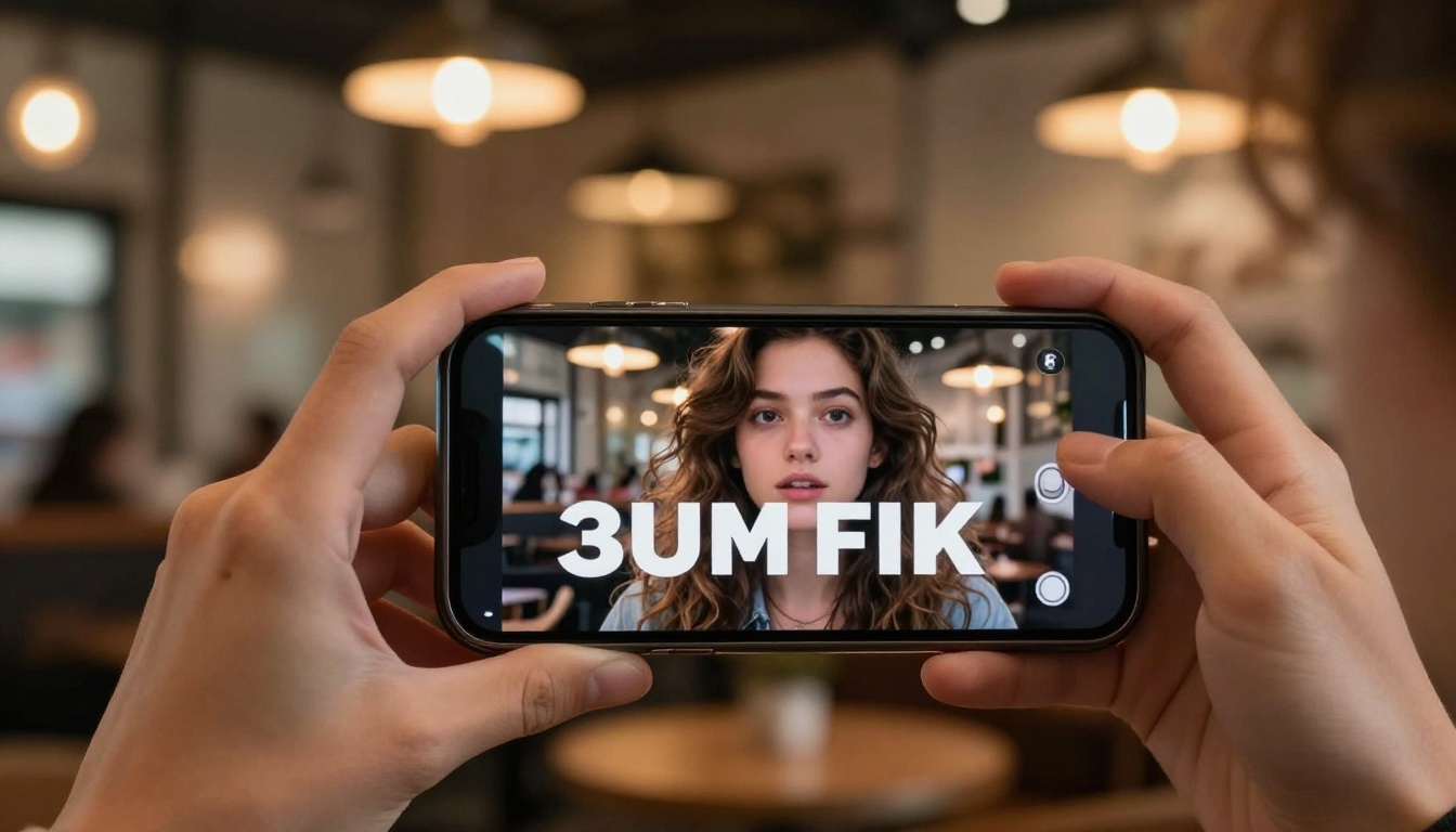 Woman holding phone showing AI companion video with styled captions Woman holding phone showing AI companion video with styled captions