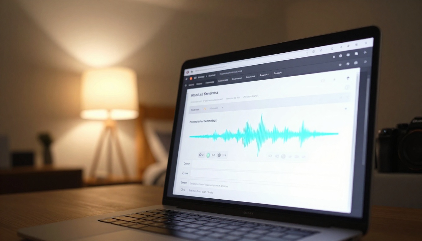 AI music generation interface on a laptop screen AI music generation interface on a laptop screen