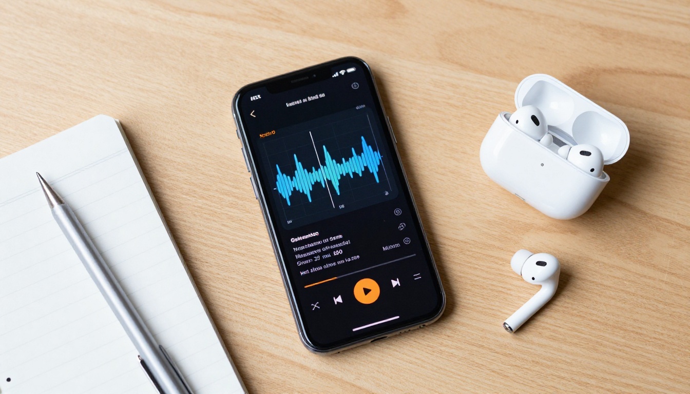 Smartphone showing a music library interface Smartphone showing a music library interface