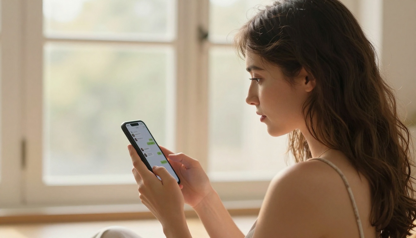 AI companion checking messages on smartphone