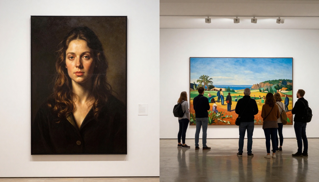 Gallery art comparison prints visitors