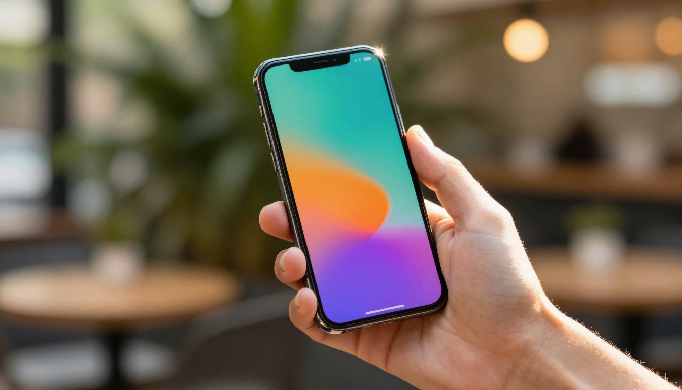 Hand holding smartphone with AI video generation on screen outdoors