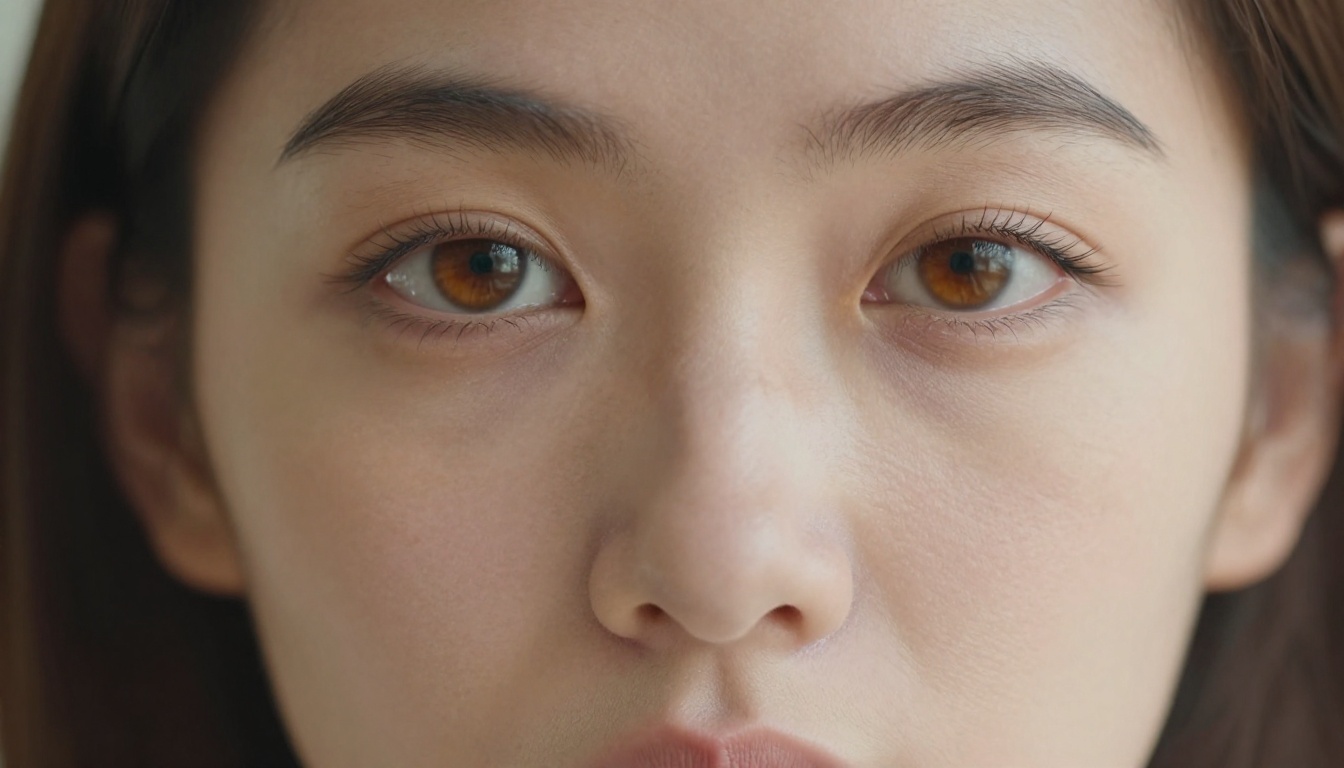 Close-up portrait with extremely shallow depth of field, one amber eye razor-sharp, natural pores and freckles Close-up portrait with extremely shallow depth of field, one amber eye razor-sharp, natural pores and freckles