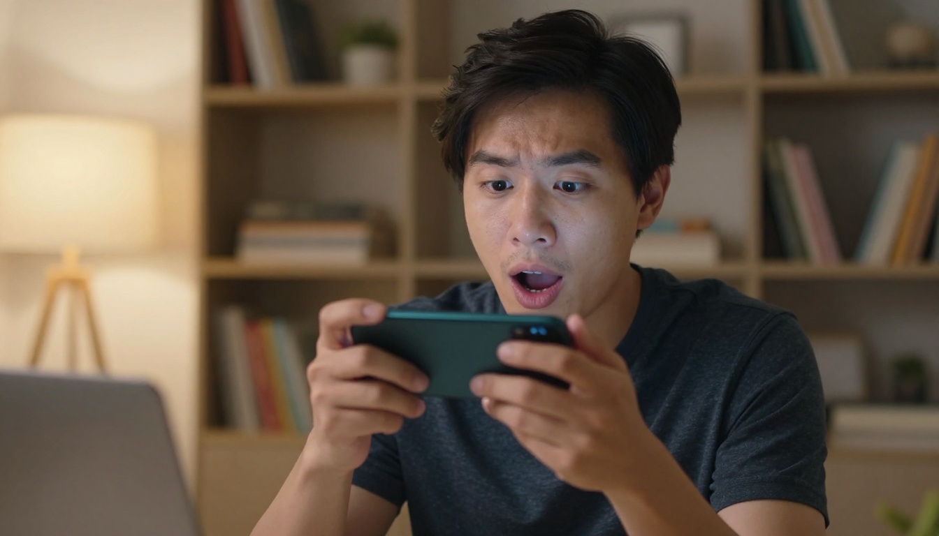 Person practicing voice expressions using a smartphone