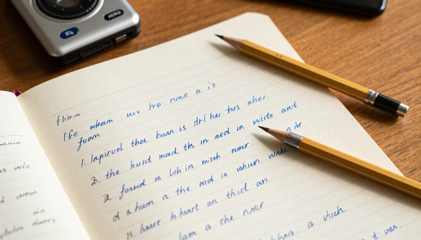 Handwritten dialogue script with pencil annotations