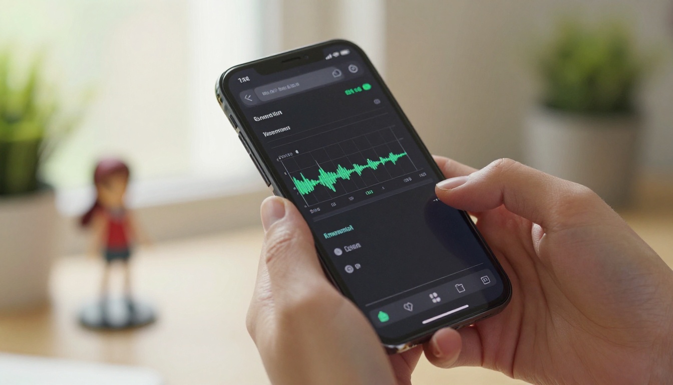 Smartphone screen showing an audio waveform app