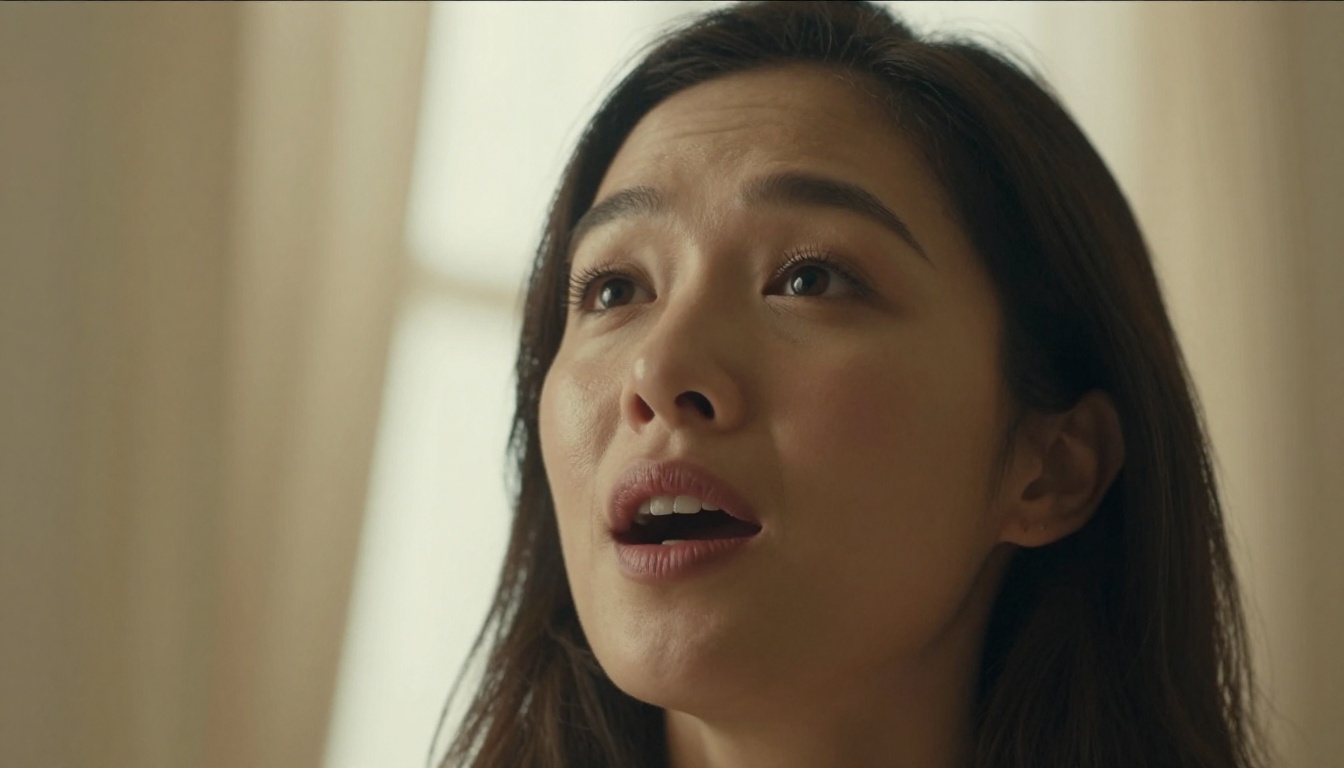 Close-up of a woman speaking with a natural, animated expression