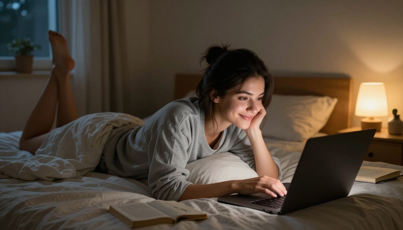 Cozy late night chat session with AI companion Cozy late night chat session with AI companion
