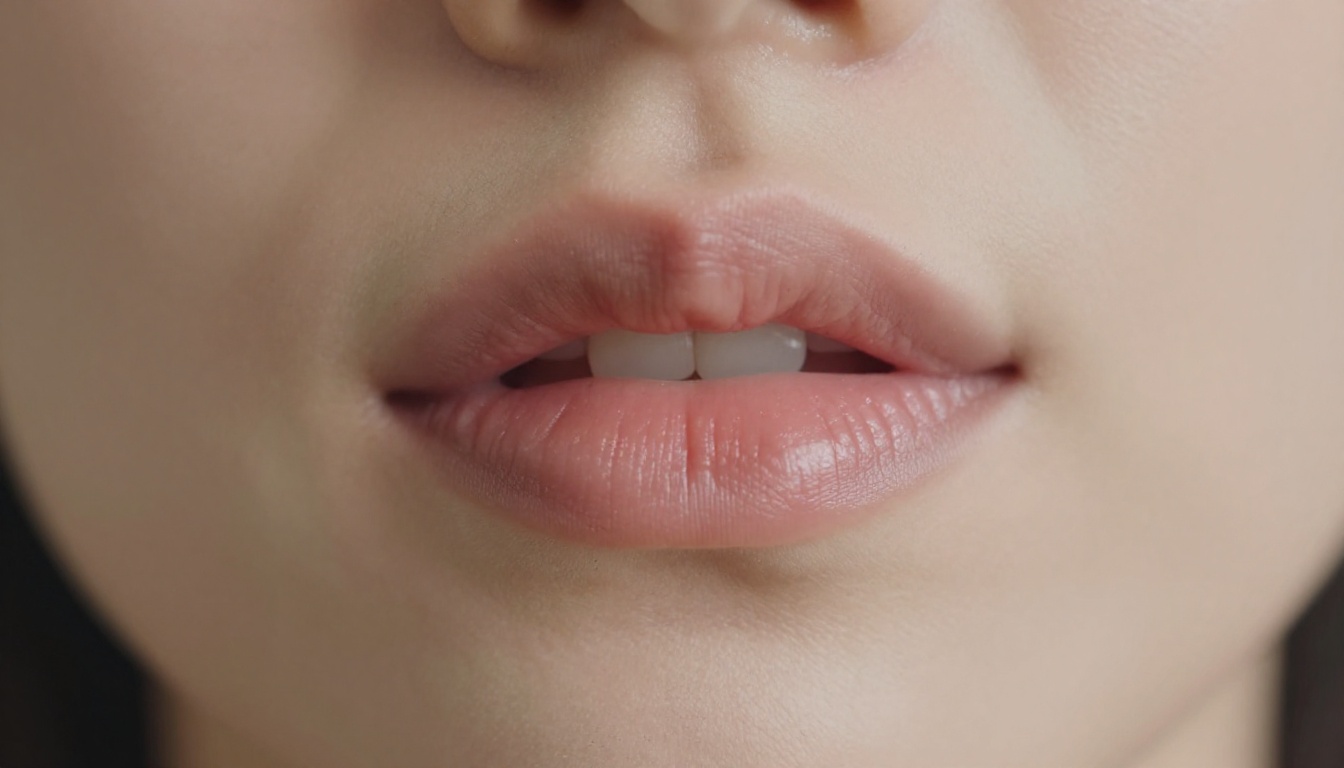 Close-up of lips mid-speech showing fine skin texture and natural expression