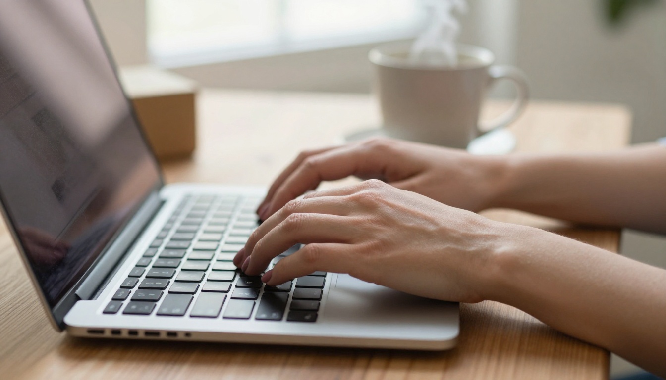 Woman using AI chat app on phone at desk