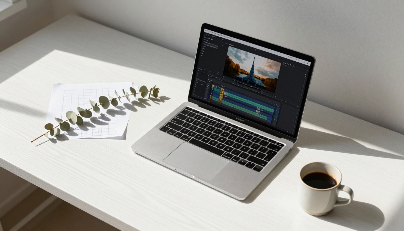 Minimalist AI video workspace