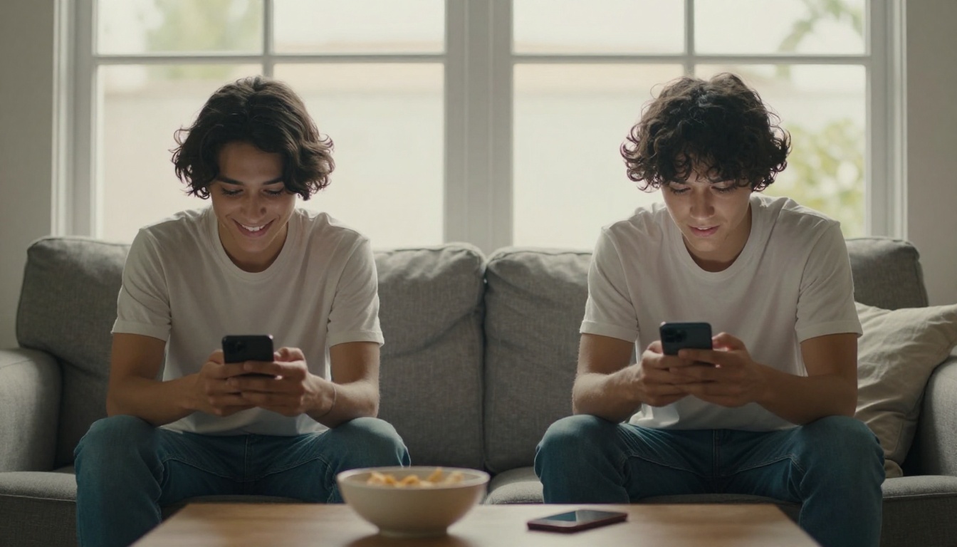 Two people chatting with their AI companions on their phones