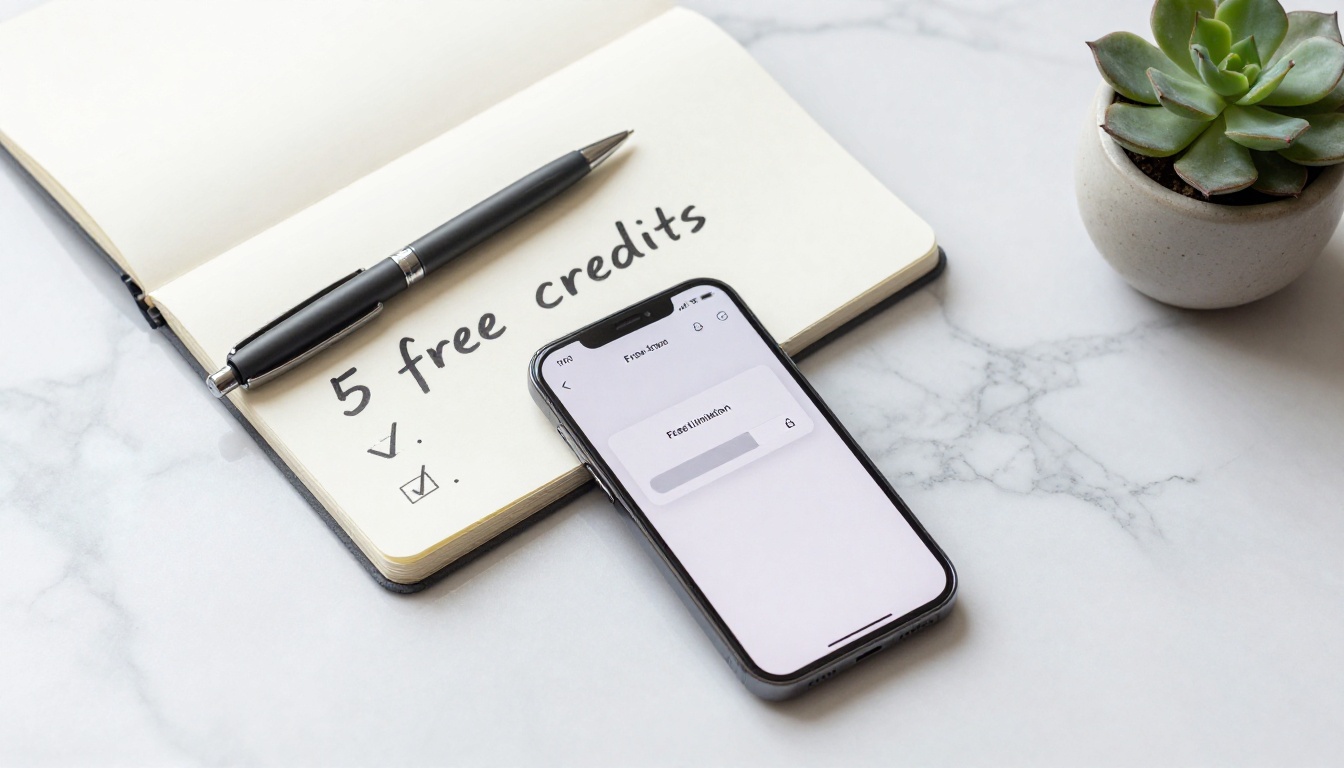 Depleted credit notification displayed on a flat lay smartphone and notebook