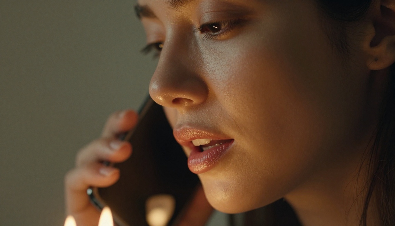 AI companion close-up intimate voice call