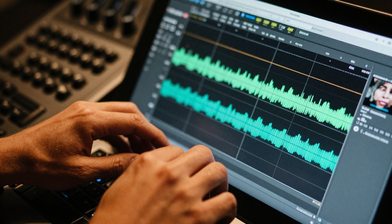 AI lipsync workflow on a digital audio workstation with waveforms and mouth sync data
