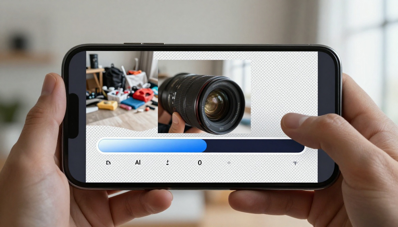 Smartphone showing AI video generation interface with background removal