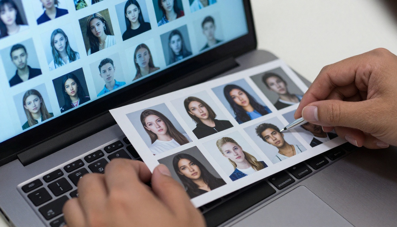 Designer dragging image folder into upscaling application on laptop