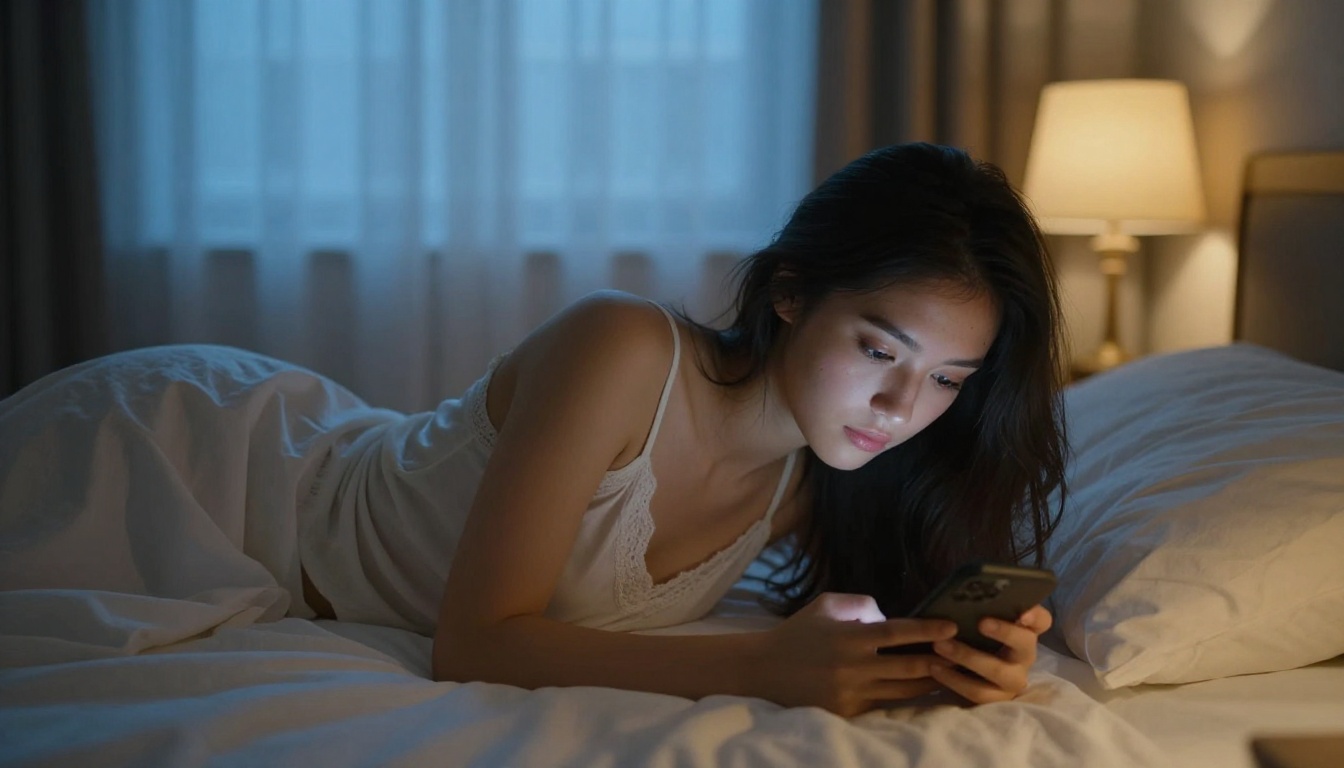 AI companion app on smartphone in intimate apartment setting