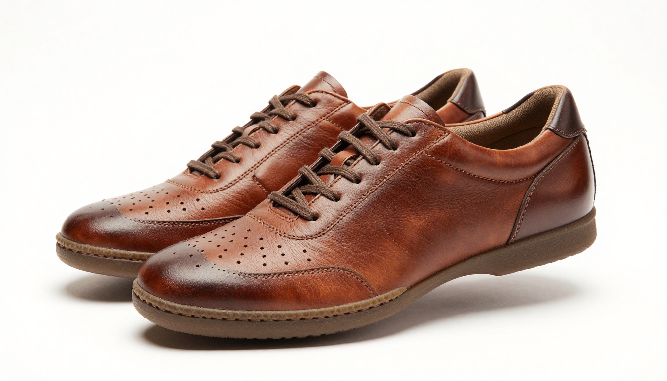 Athletic leather sneakers photographed on white background for 3D product conversion