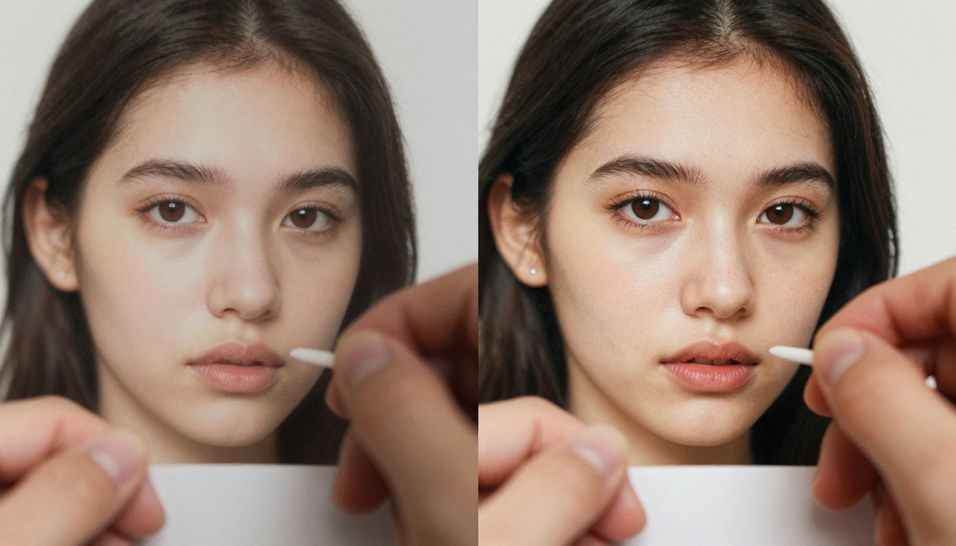 Close-up comparison of a blurry printed photograph next to a crystal-sharp upscaled version