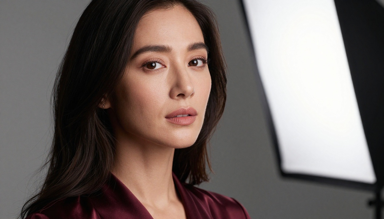 Close-up portrait of a sophisticated woman with a calm alluring expression