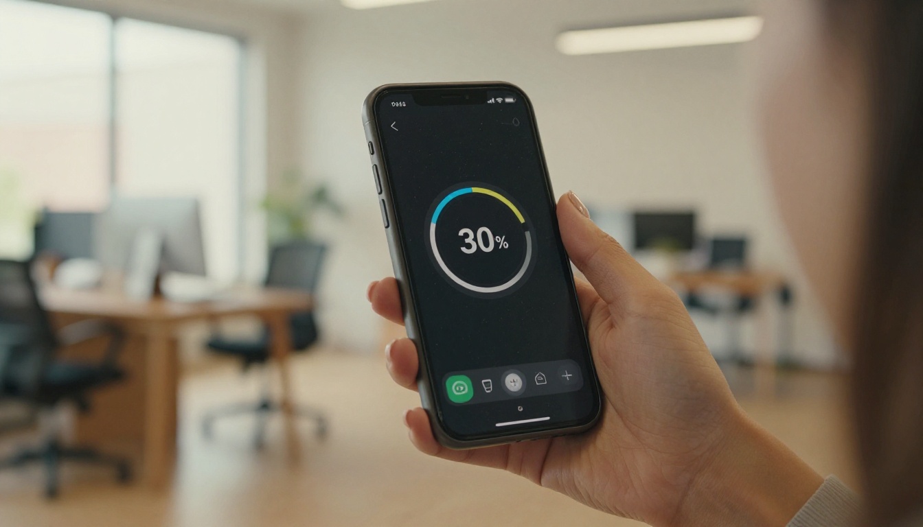 Hand holding smartphone showing video upload progress
