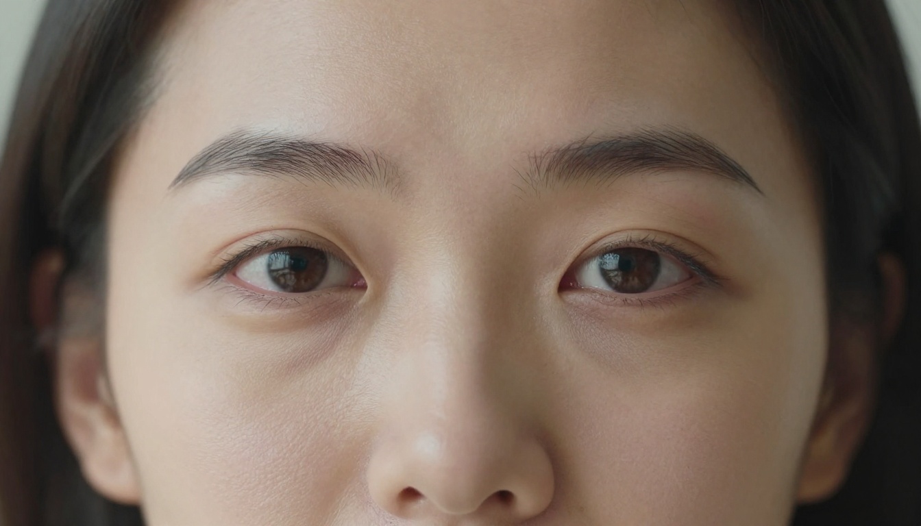 Close-up portrait showing detailed micro-texture of facial skin including pore openings and natural color variation under soft overcast northern light