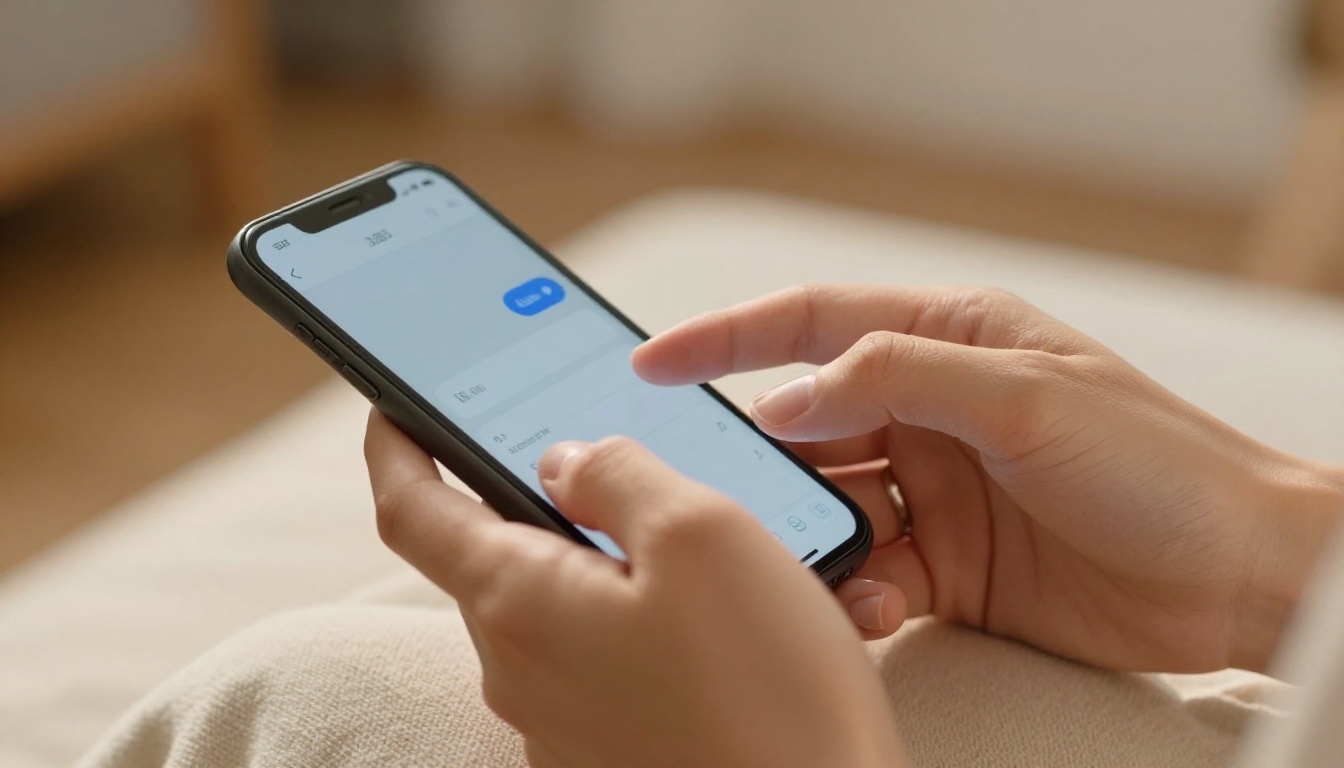 Close-up of hands typing a personal message on smartphone