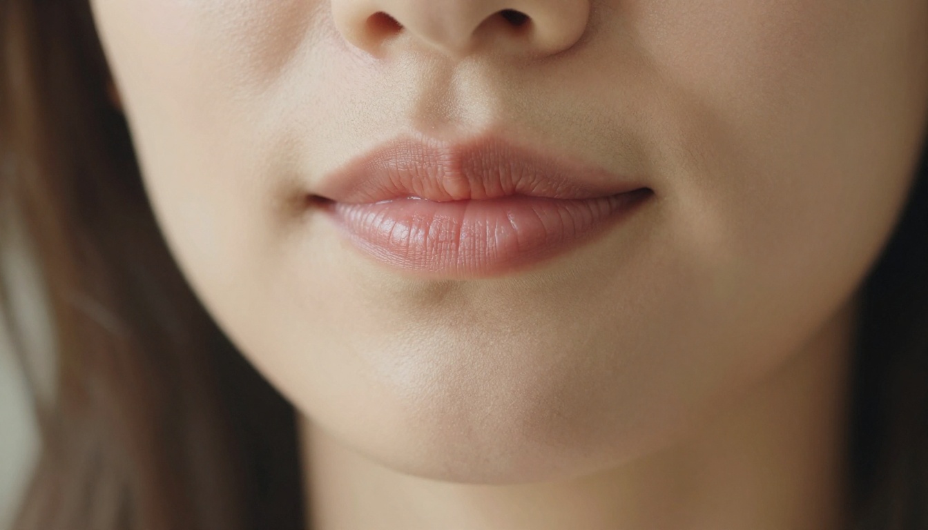 Soft close-up of lips and warm candlelight