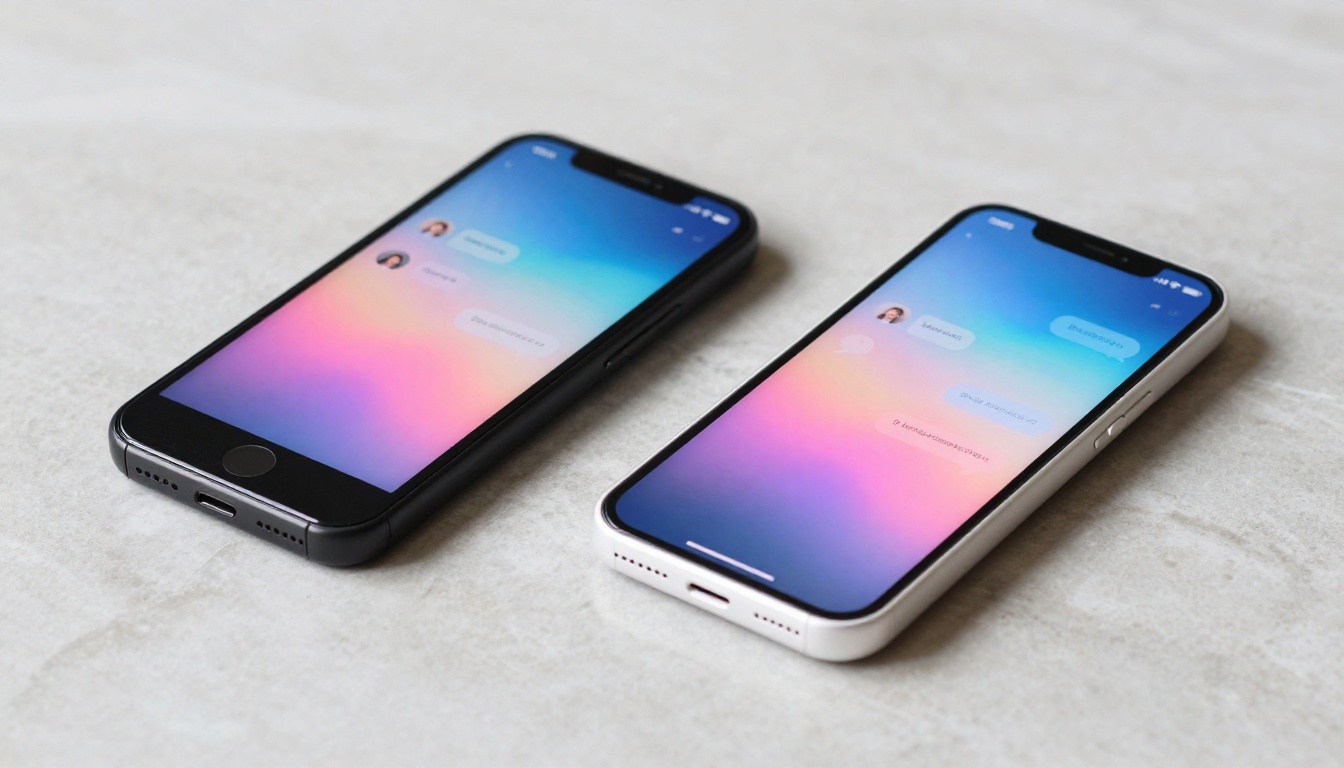 Two smartphones showing AI chat interfaces side by side on marble surface