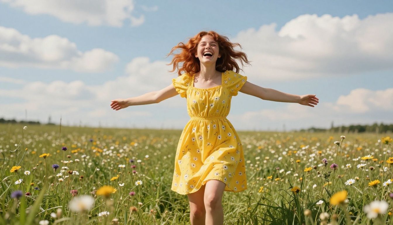 Genki personality type: a vivacious young woman with twin-tails laughing in a sunlit meadow Genki personality type: a vivacious young woman with twin-tails laughing in a sunlit meadow