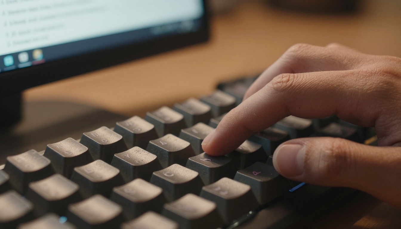 Hands typing a text prompt into an AI video interface