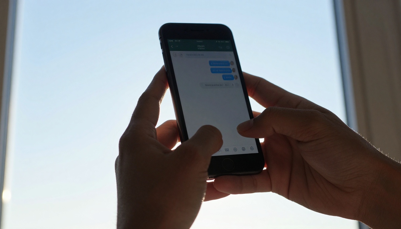 Person holding smartphone up against bright window light Person holding smartphone up against bright window light