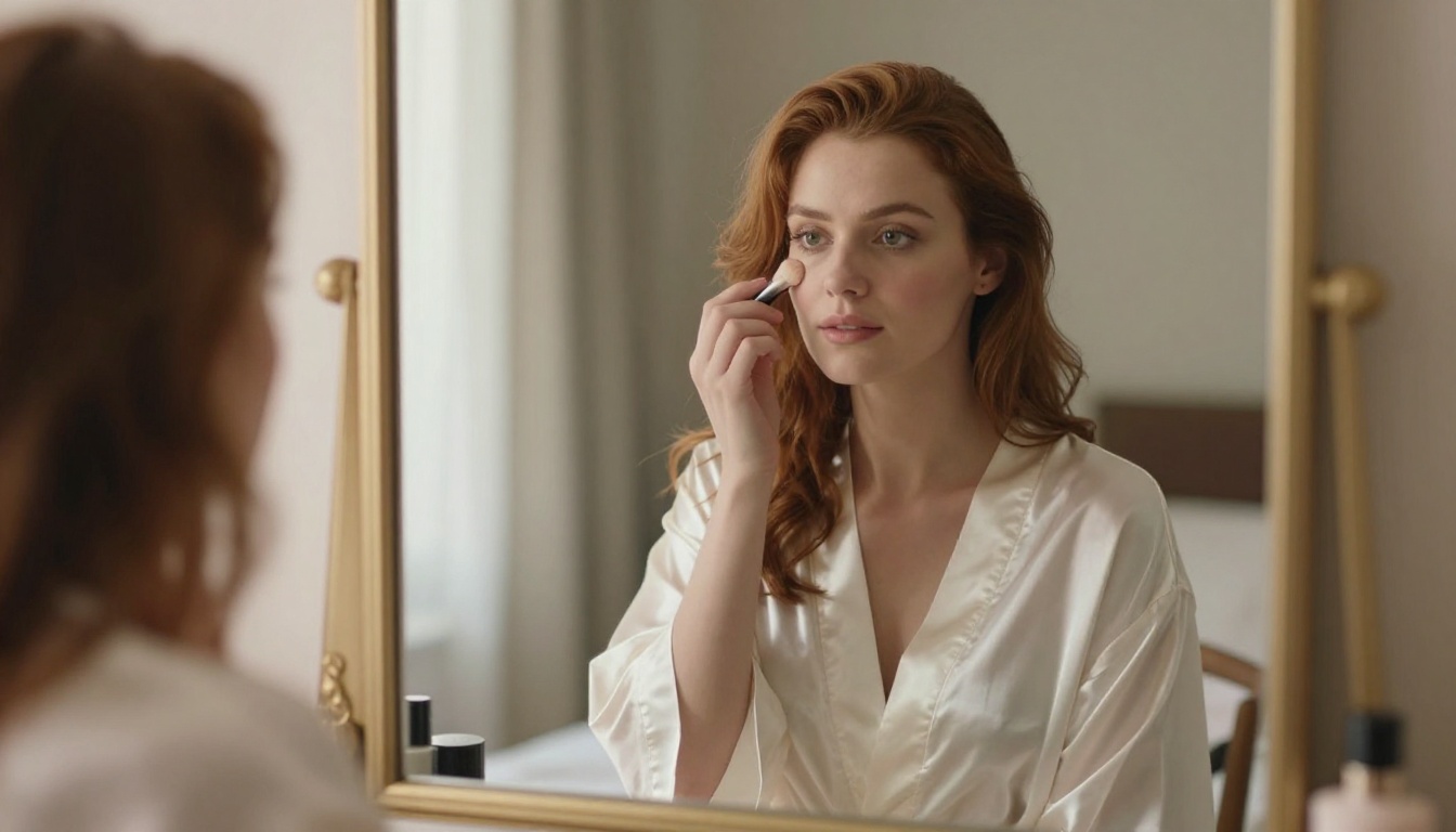 Woman in silk robe representing the intimacy of a natural AI voice experience