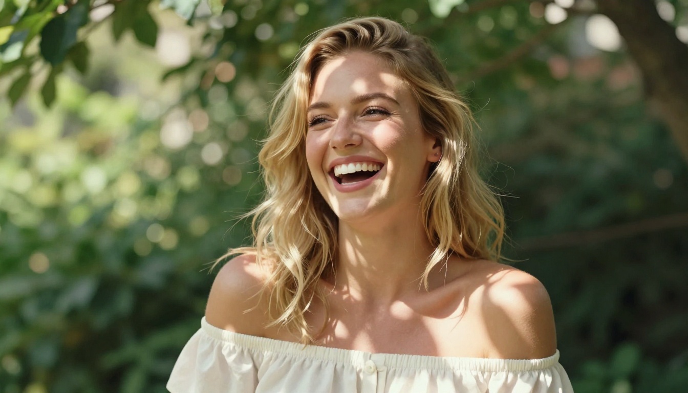 Woman laughing outdoors representing the authentic freedom of building your own AI experience