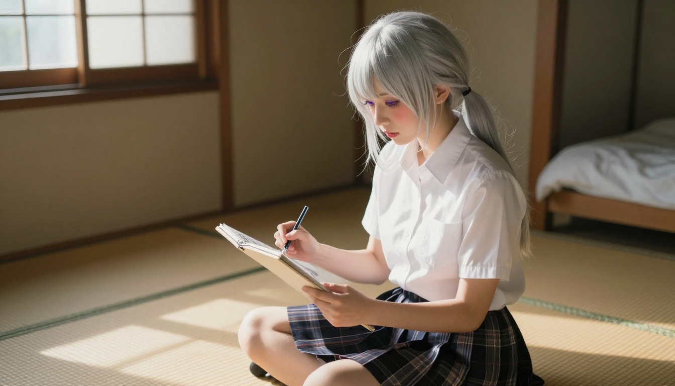 Custom anime character in Japanese bedroom