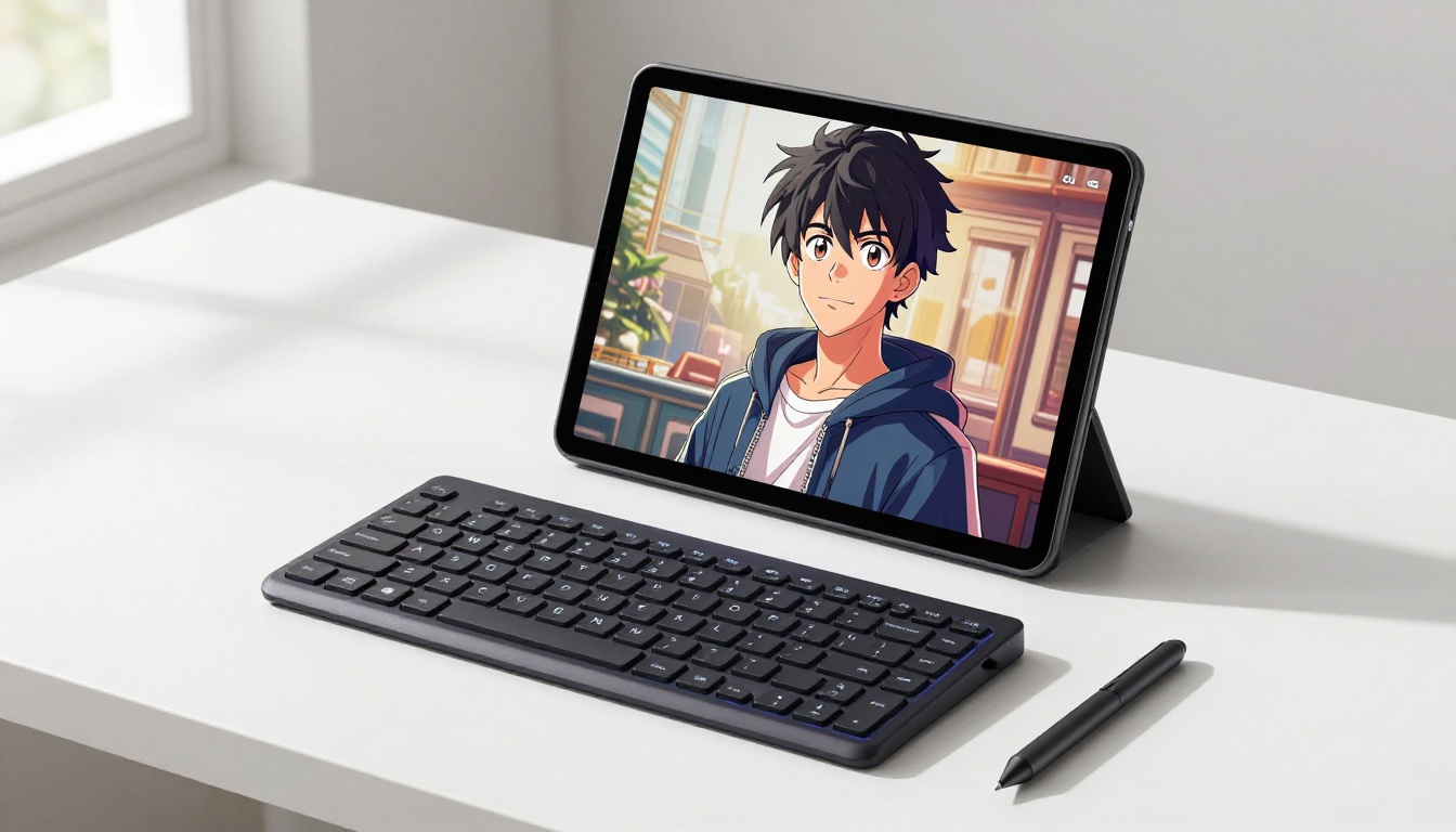 Drawing tablet and keyboard for AI character creation