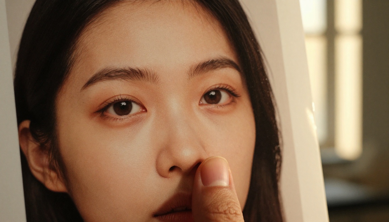 Photographer holding a print comparing blurry and sharp versions on a light box