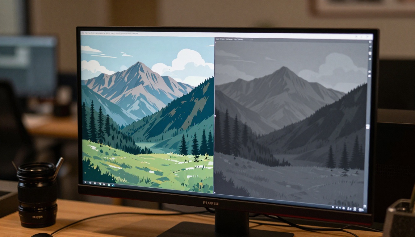 Depth map visualization on monitor screen