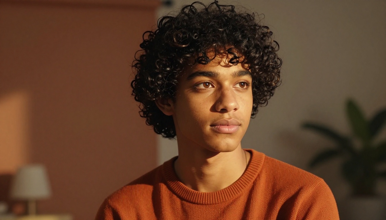 Caramel brown skin in warm Rembrandt indoor lighting