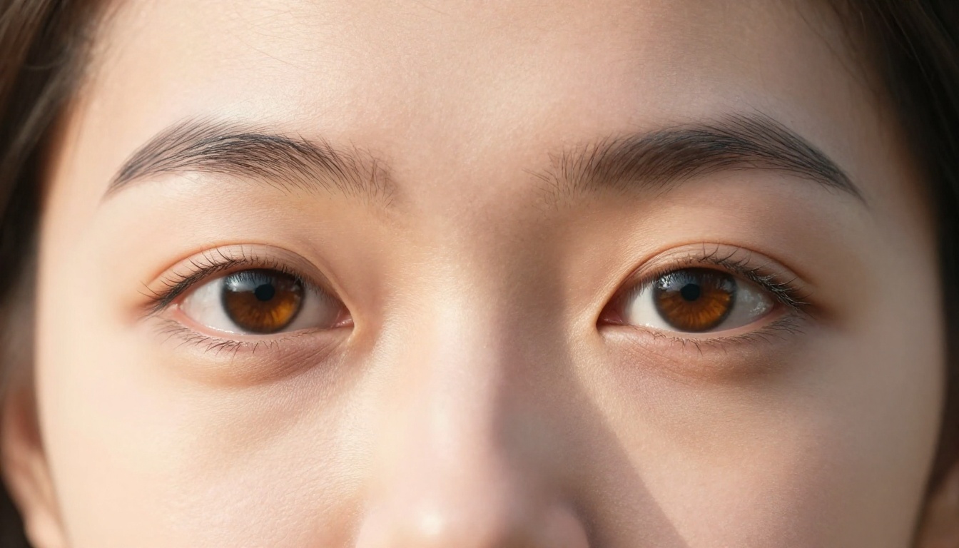 Extreme macro close-up of expressive eyes with iris detail and natural skin texture in soft daylight Extreme macro close-up of expressive eyes with iris detail and natural skin texture in soft daylight