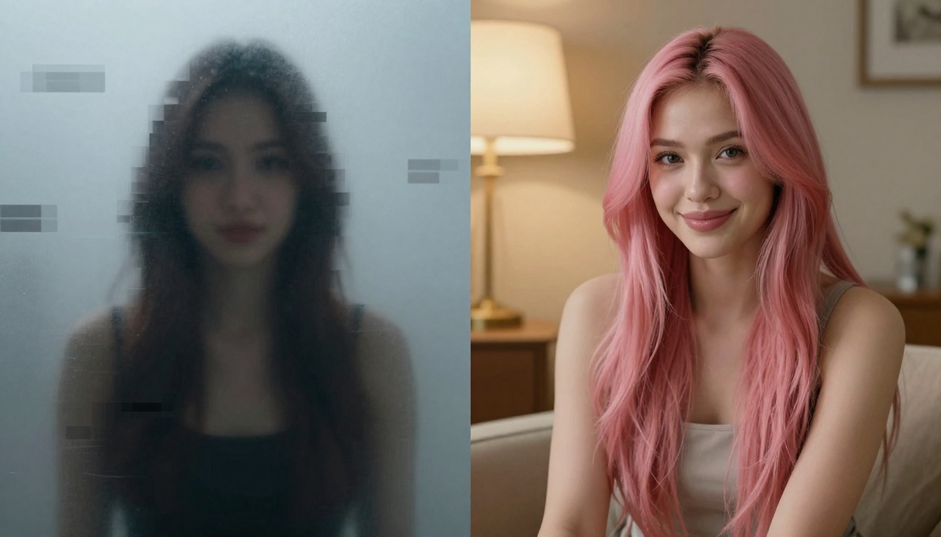 Side-by-side comparison of censored blurred AI output versus clear unrestricted AI waifu generation