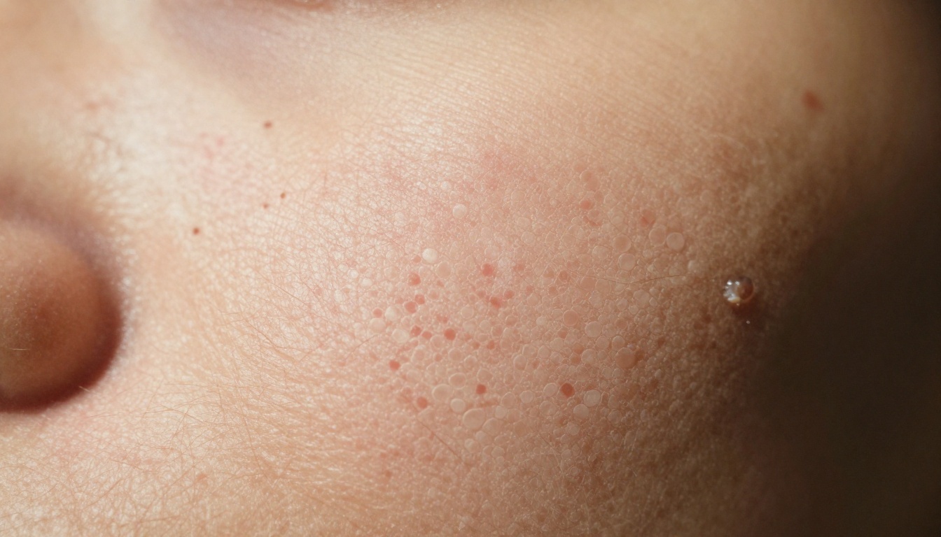 Extreme macro close-up of human skin revealing microscopic texture, individual pores, vellus hair, RAW 8K