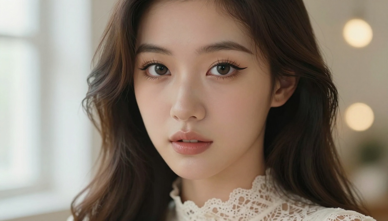 Young woman with anime-inspired makeup in a close-up portrait