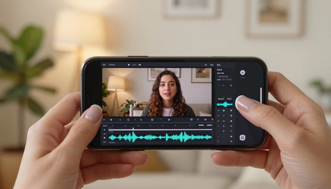 Smartphone editing lipsync video on mobile interface